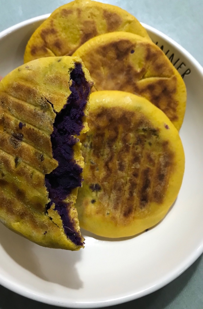 🔥不加一滴水❗️超健康南瓜（红薯）紫薯发面饼
