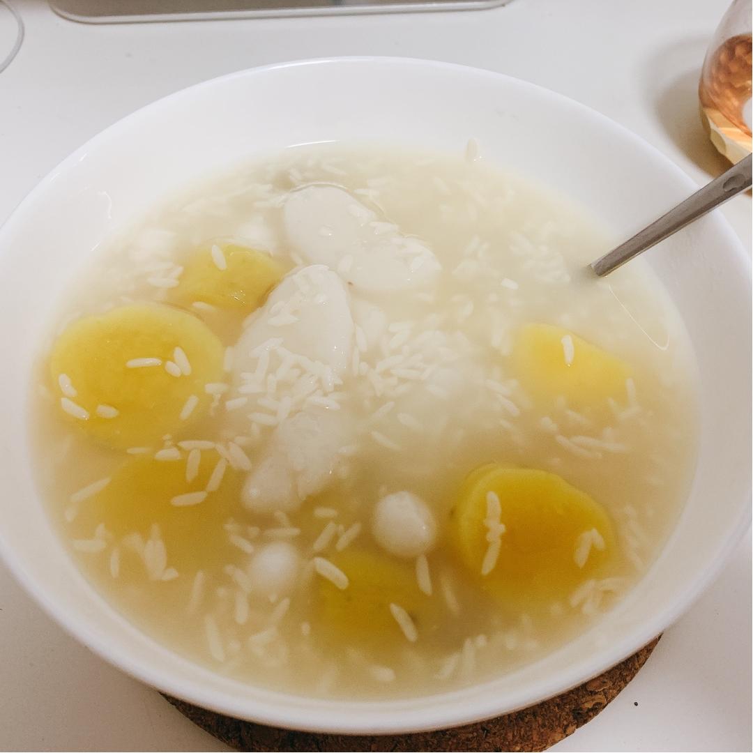 mm做的冬至:酒酿番薯年糕汤果