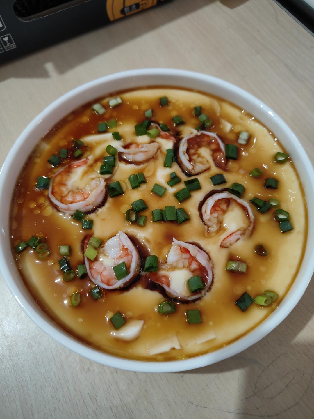 超嫩滑的「虾仁豆腐水蒸蛋」