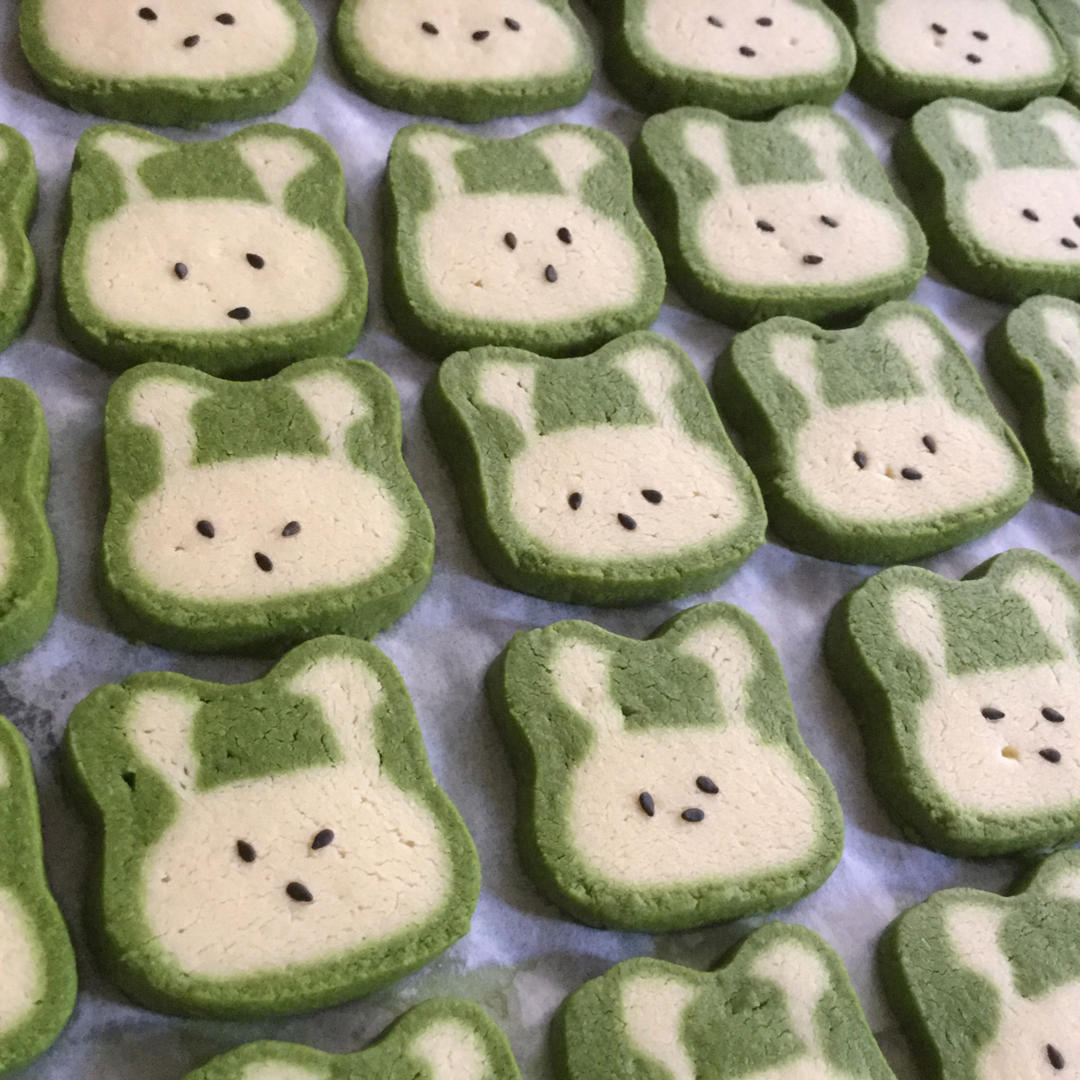 抹茶兔兔曲奇（比熊猫简单！超详细实物图+超良心手绘图）