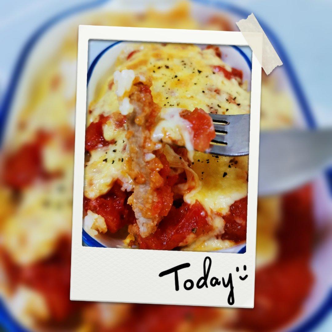 港式茶餐厅茄汁焗猪扒饭（两人份附烤箱和微波炉两种做法）