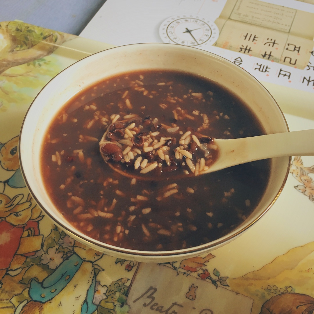 红豆黑米酒酿粥