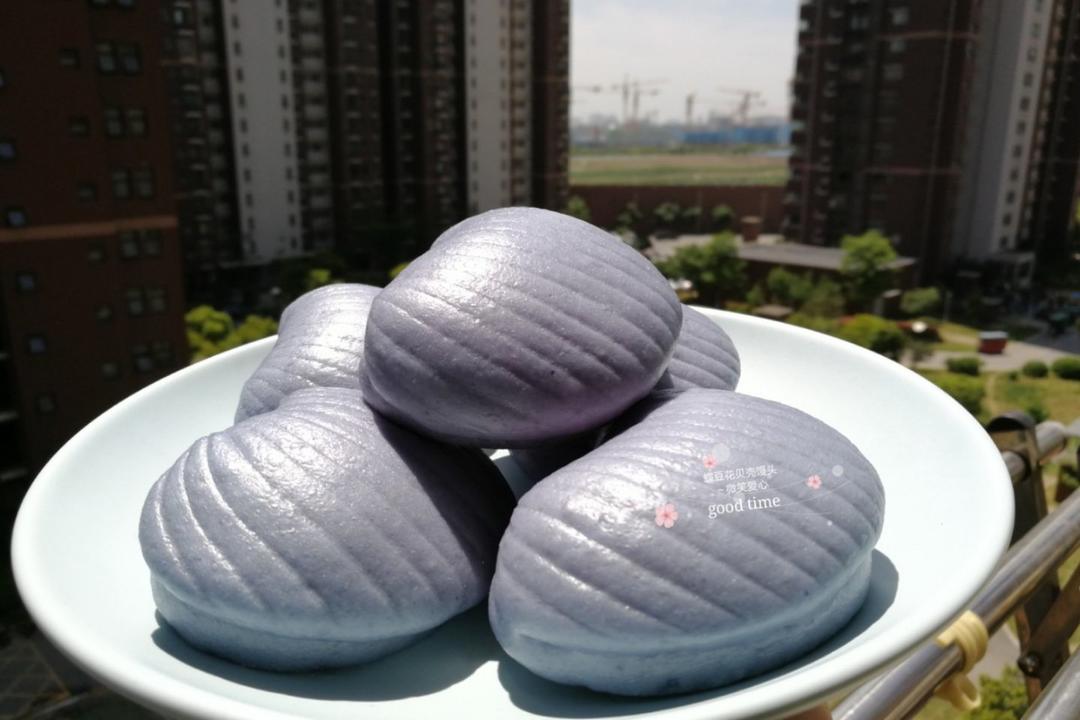 蝶豆花贝壳馒头