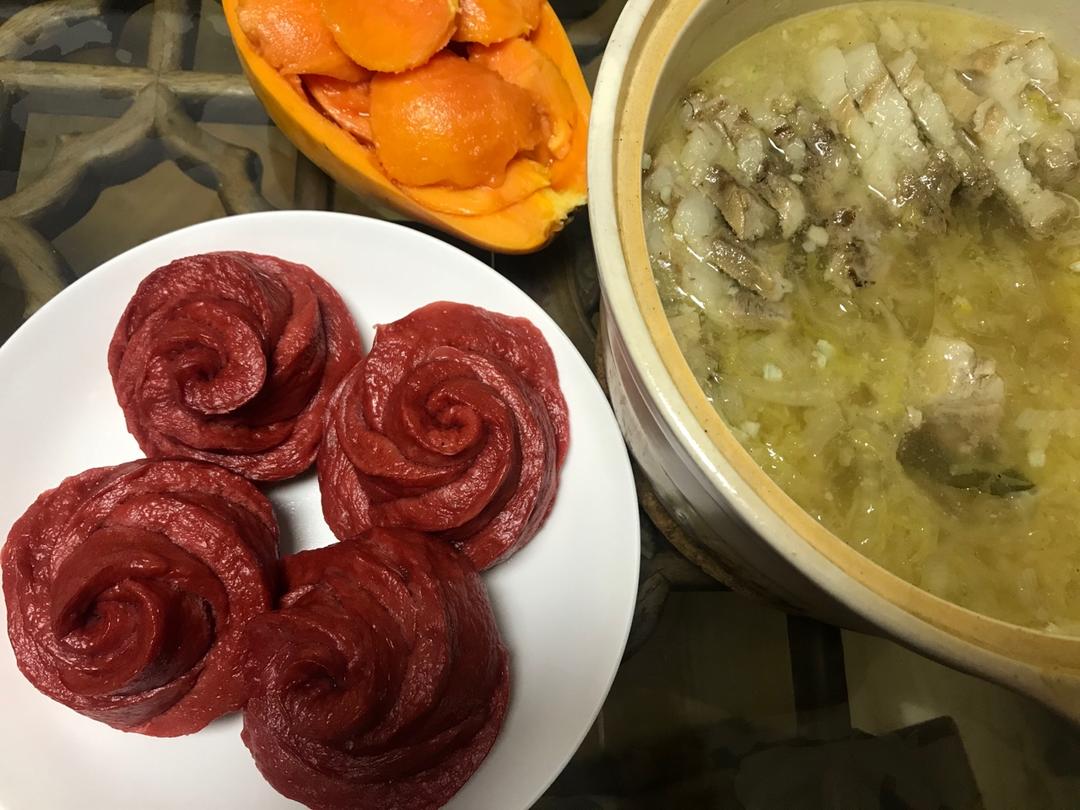 奶香玫瑰花馒头〔一次性发酵〕