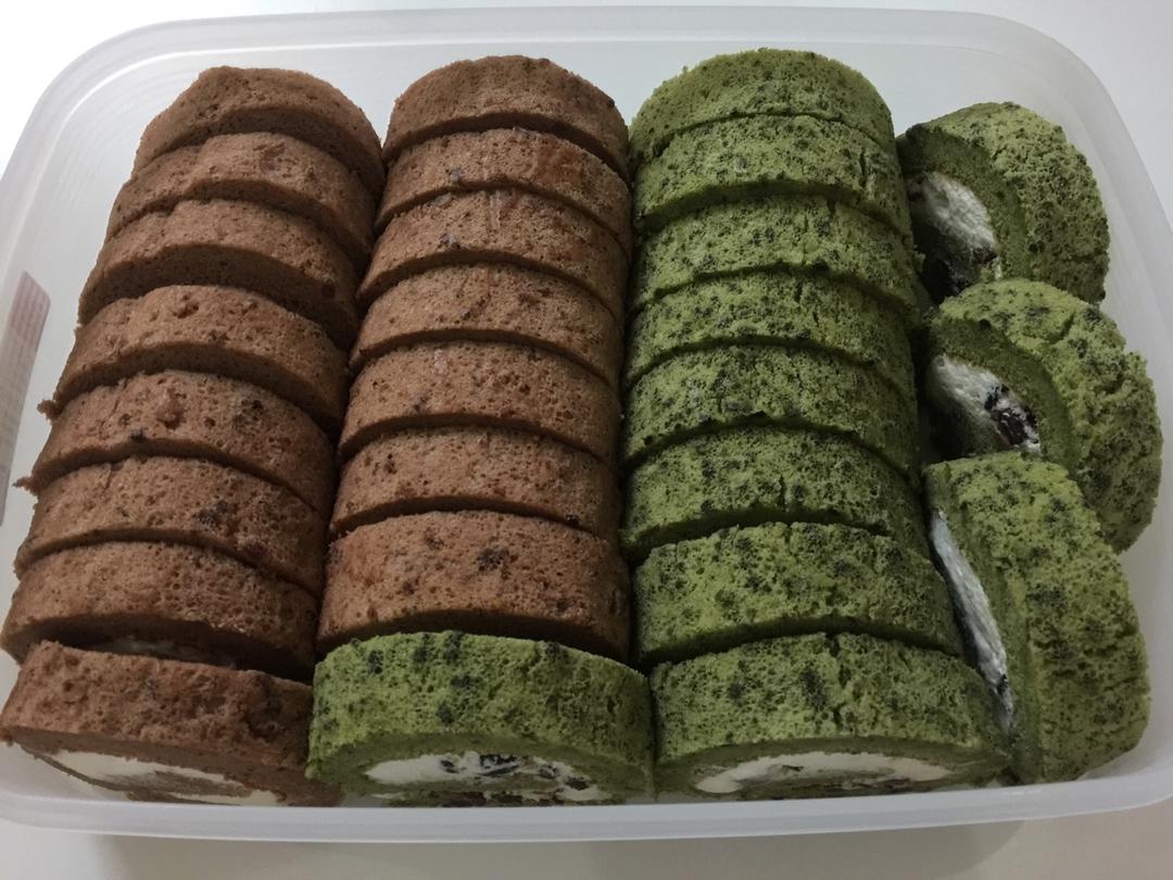 抹茶红豆蛋糕卷