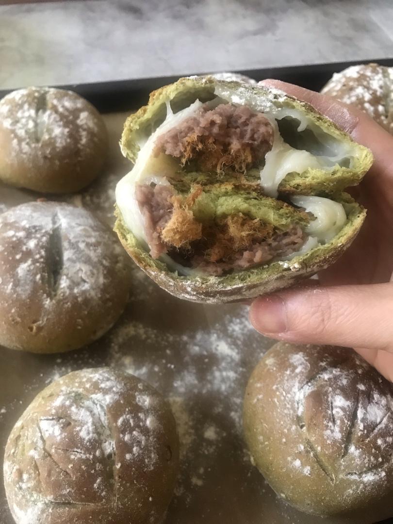 无油无糖无蛋低卡低脂全麦麻薯南瓜(紫薯、芋泥)欧包-减肥必备