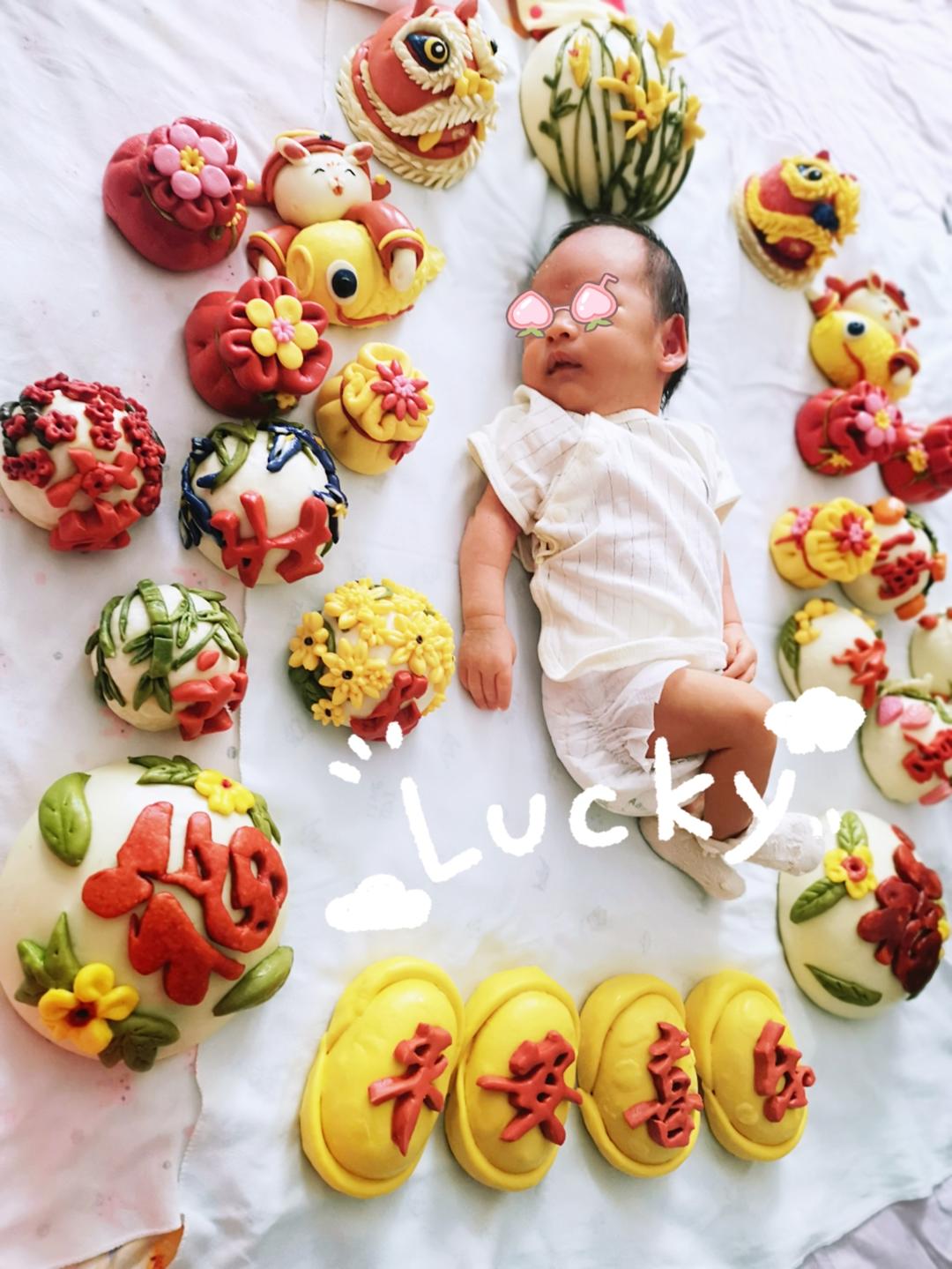 福袋花样卡通满月馒头