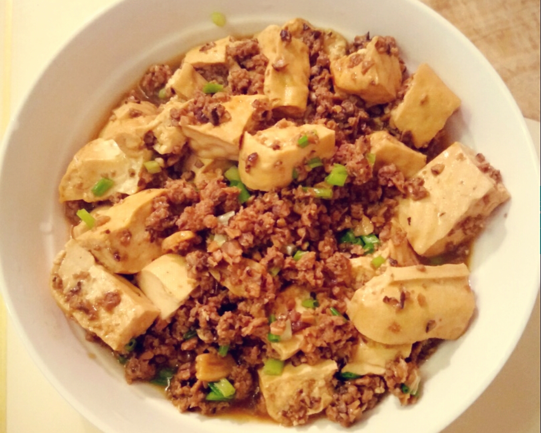 简易香菇肉沫焖豆腐的做法