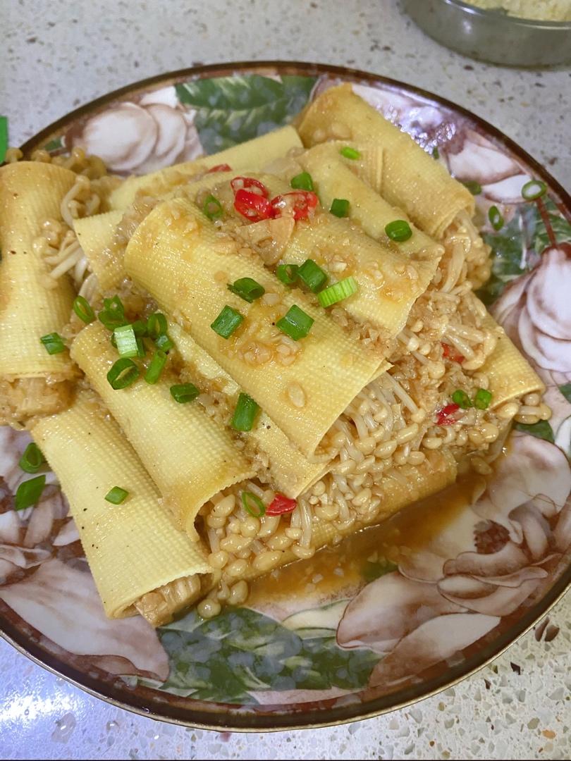 神仙减脂餐🔥好吃到跺脚的金针菇豆皮卷～给肉都不换！