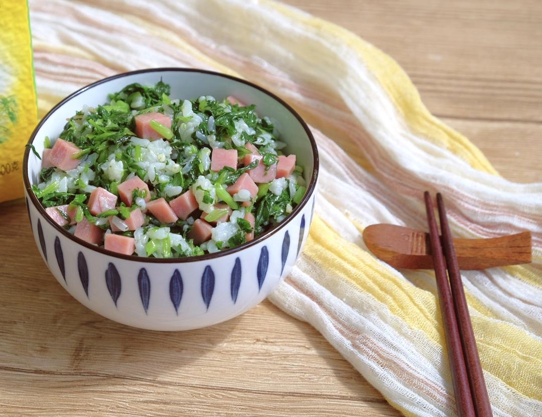 碧绿桑青咸酸饭/咸饭/火腿菜饭的做法