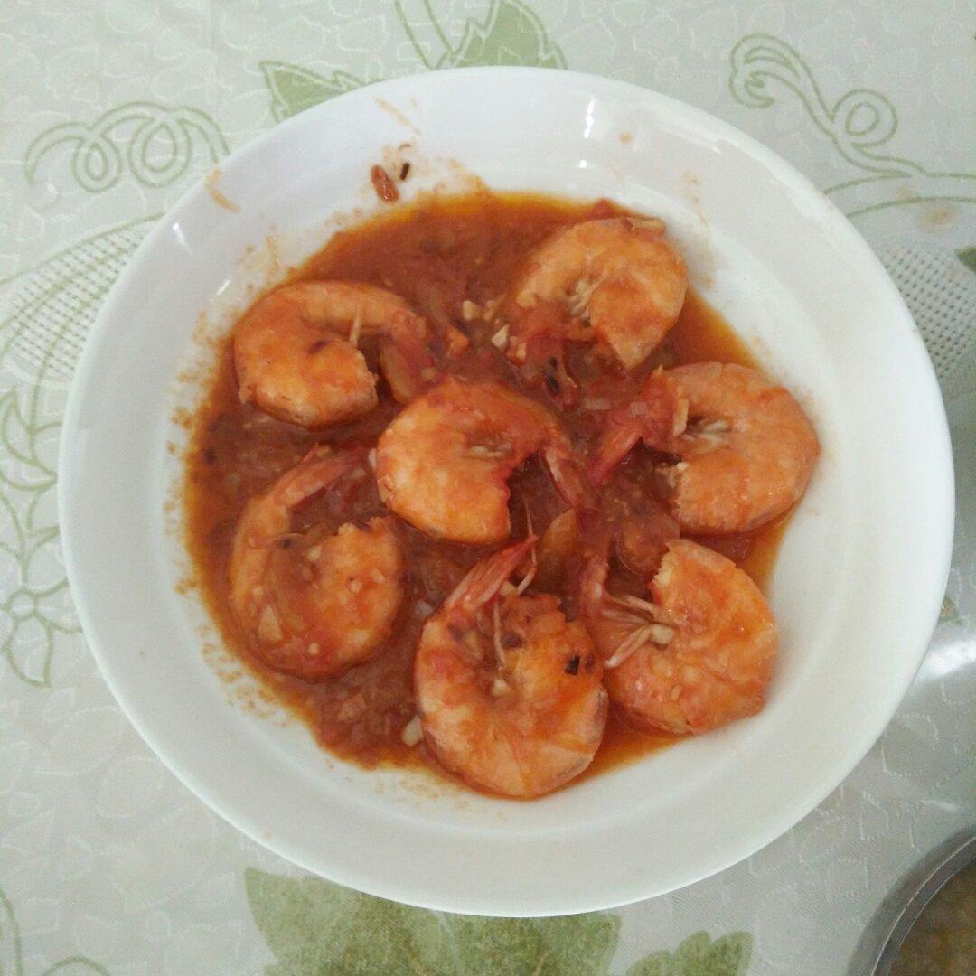 蒜蓉茄汁开背虾