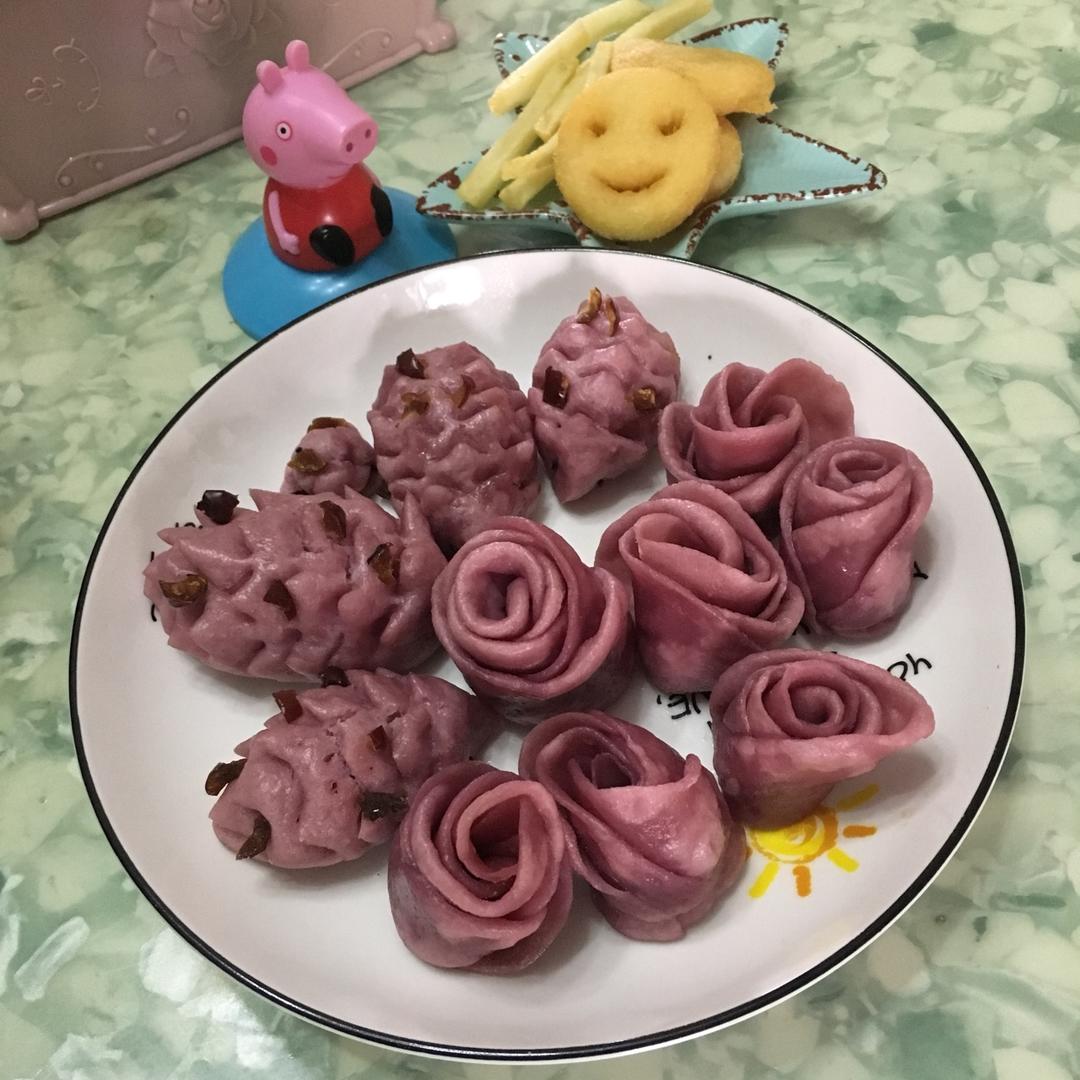 紫薯玫瑰花馒头