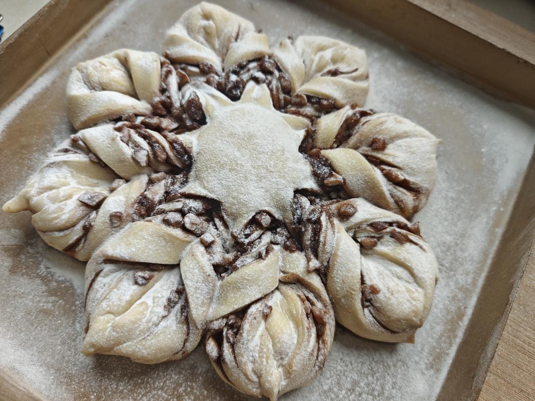 一次发酵就非常好吃的肉桂红糖苹果馅雪花面包