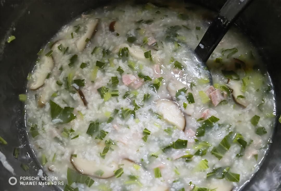 香菇青菜火腿粥的做法