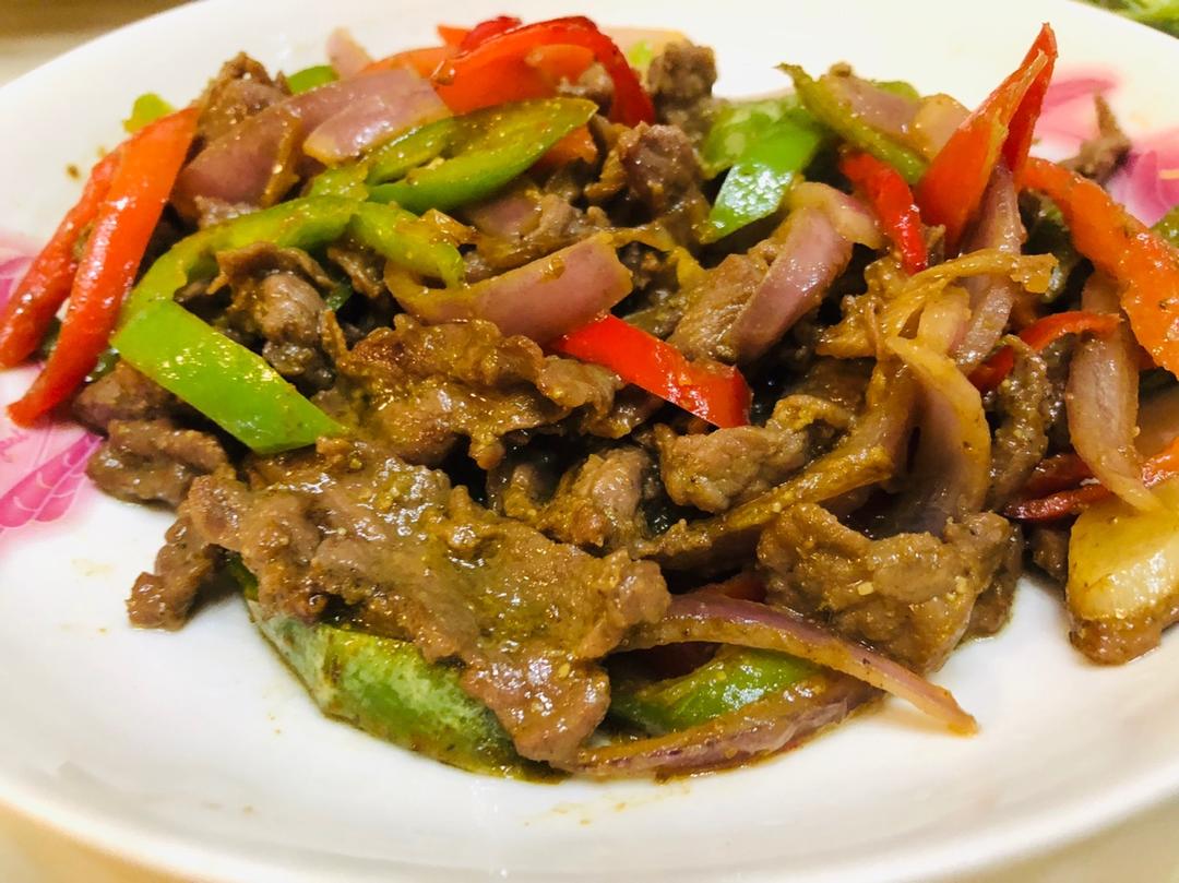 孜然大葱炒牛肉