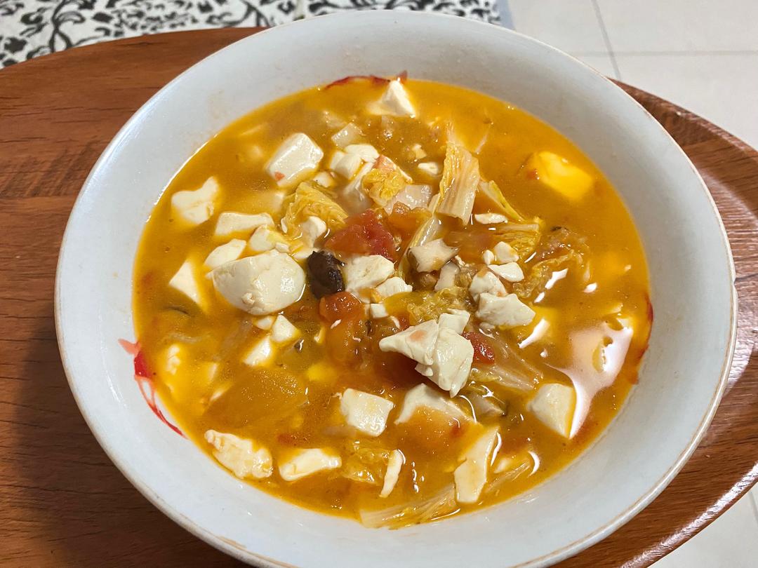 娃娃菜番茄豆腐汤的做法