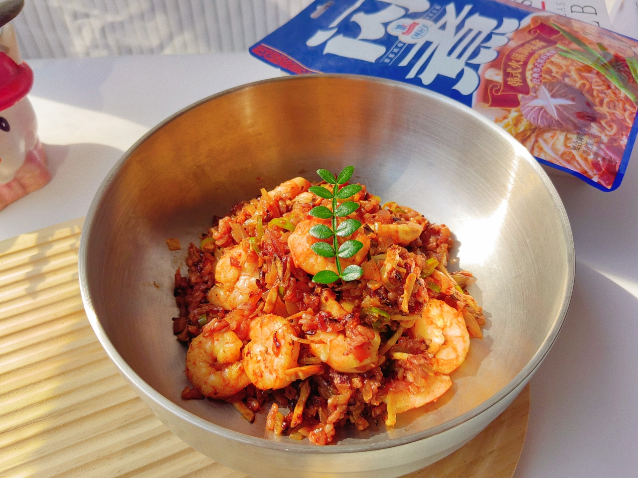 韩式泡菜虾仁炒饭的做法