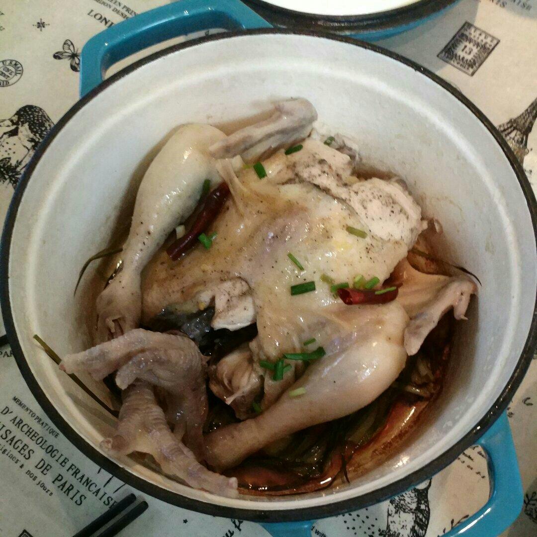 无水葱油童子鸡 (铸铁锅版)