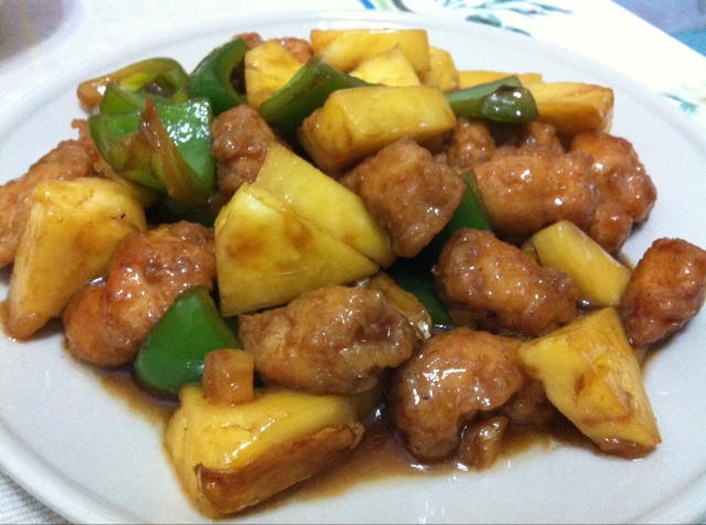 歌舒夜带刀做的糖醋菠萝鸡块