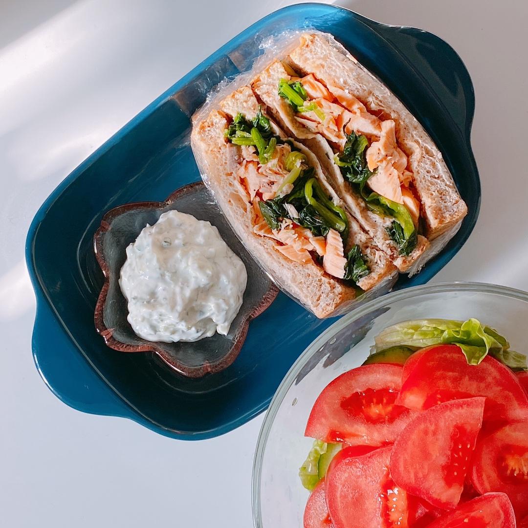 全麦三文鱼菠菜三明治 附超详细的包三明治大法｜#Healthybreakfast#