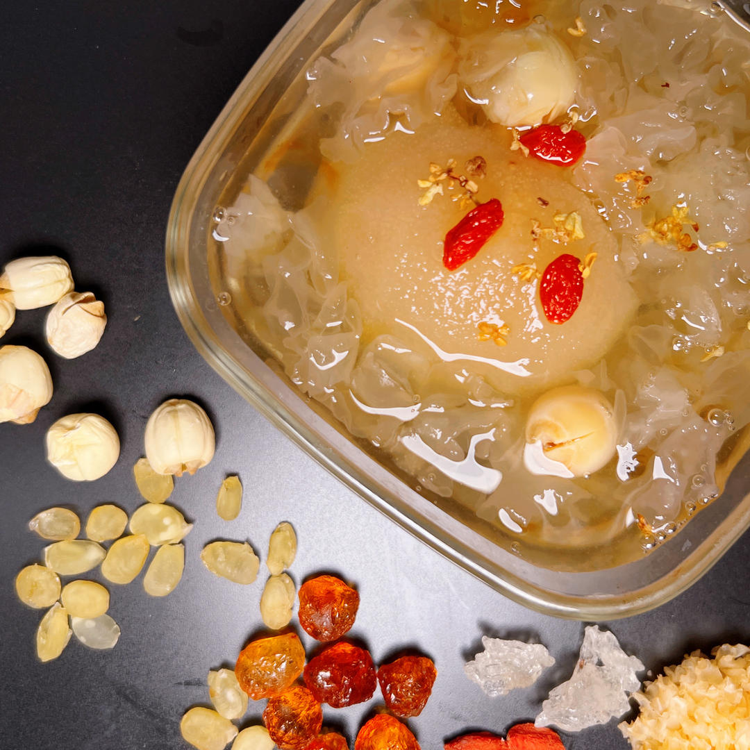 桂花雪梨炖桃胶