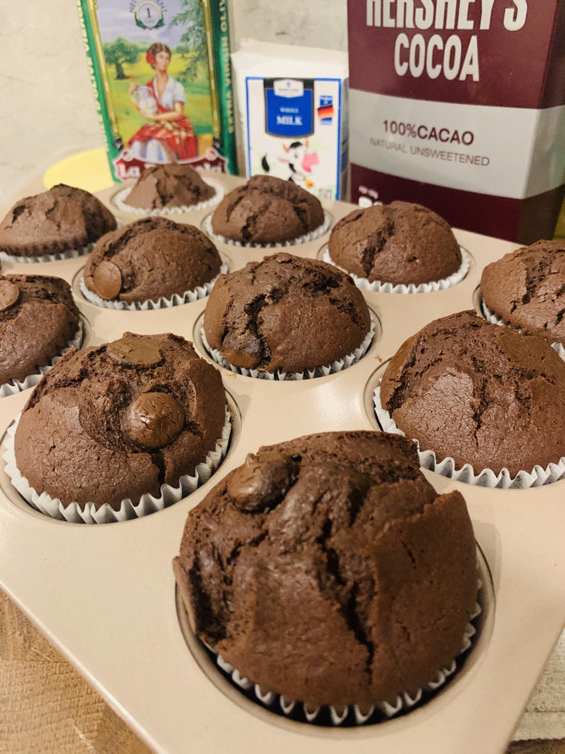 巨简单❗️超快速❗️巧克力玛芬蛋糕❗️好吃哭了