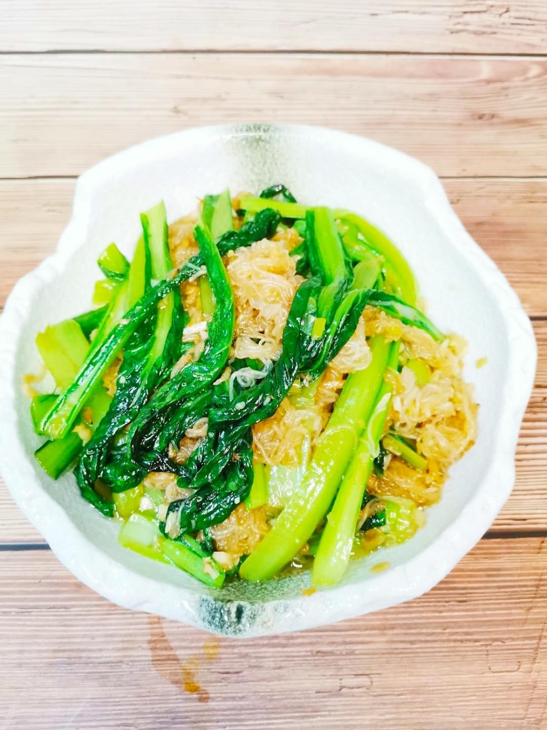 夏日清心小菜-虾皮粉丝小白菜的做法