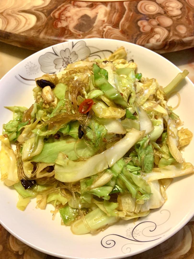 圆白菜炒粉丝