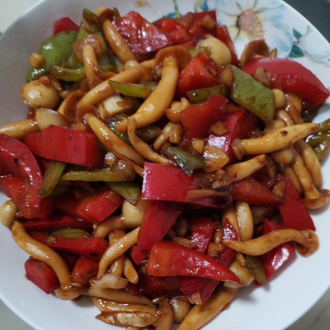 蚝油彩椒白玉菇