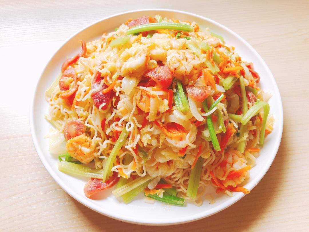 🍜泡面神仙吃法❗️巨销魂的鸡蛋火腿炒泡面
