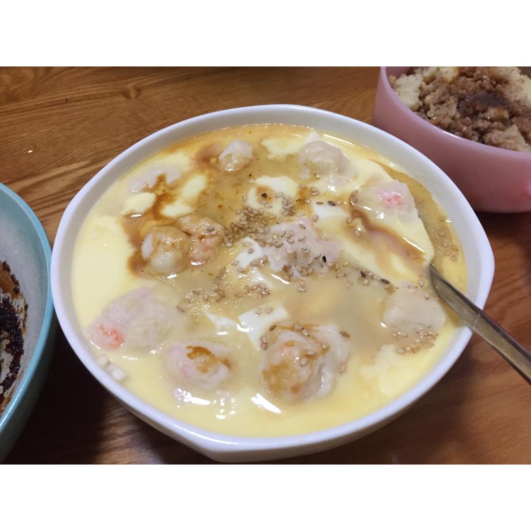 虾仁豆腐蒸水蛋