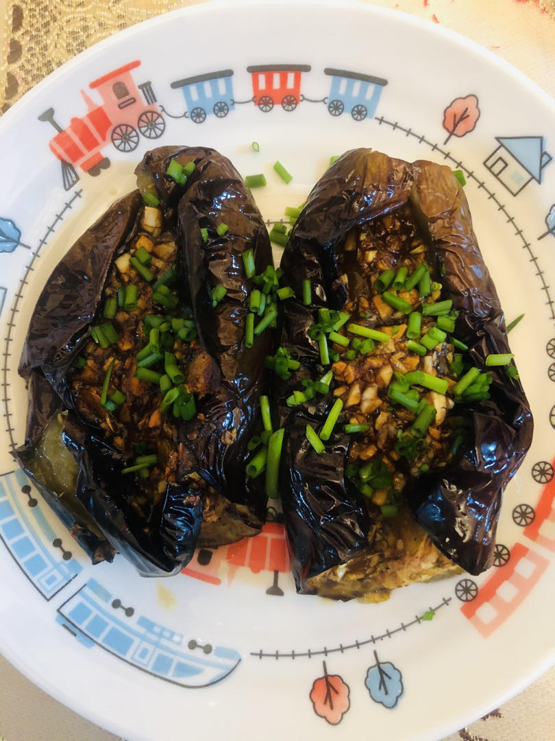 空气炸锅超简单的爆香蒜蓉烤茄子