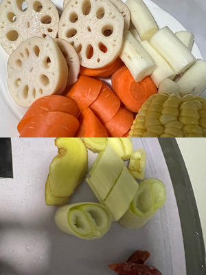 电饭煲排骨汤炖玉米山药胡萝卜藕的做法 步骤2