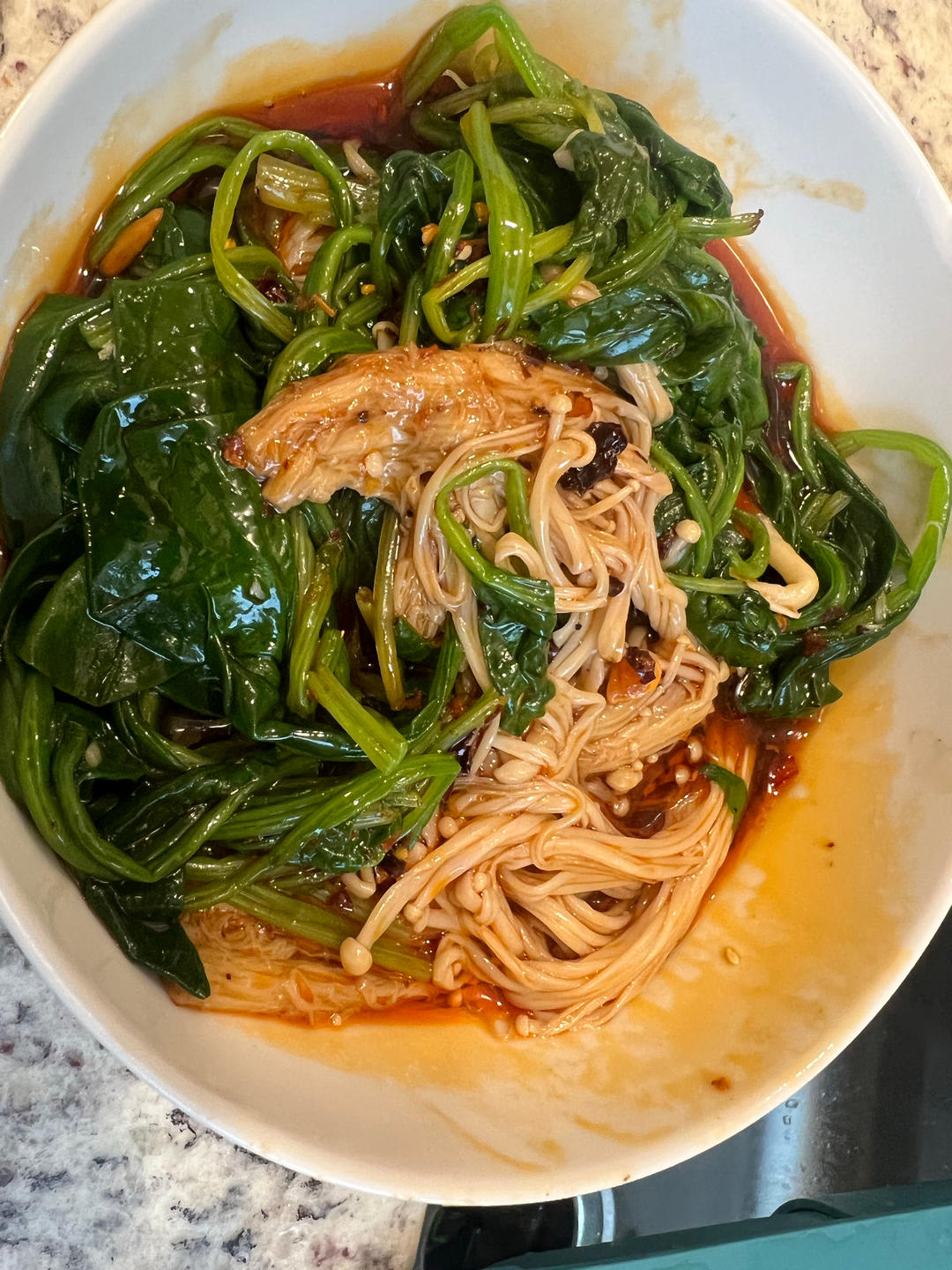 凉拌菠菜金针菇
