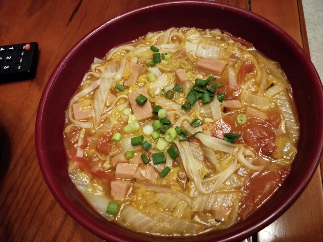 娃娃菜番茄炝锅面的做法