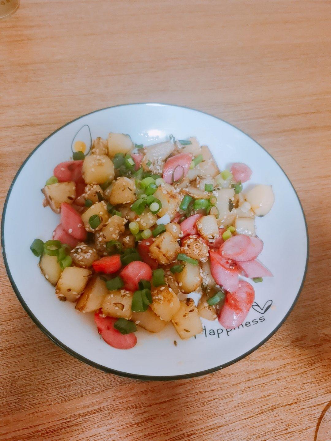 孜然土豆火腿肠 香辣过瘾还便宜！