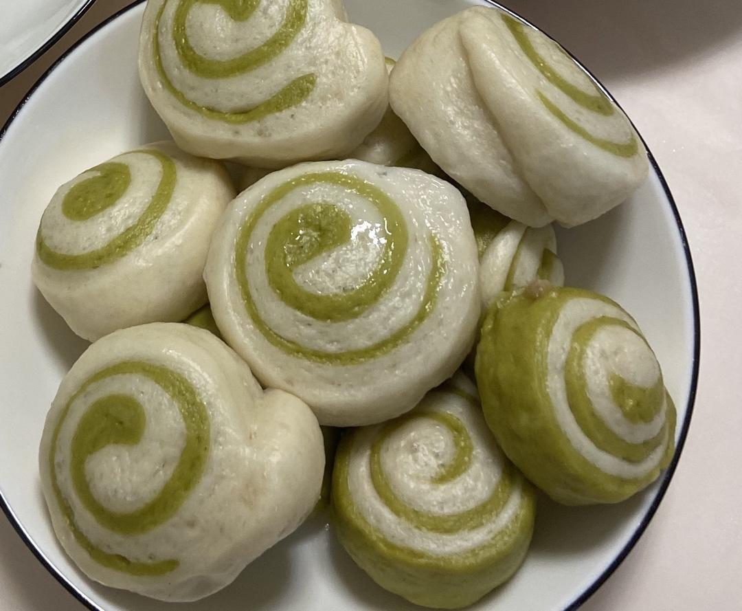菠菜奶香双色馒头（一次发酵简易版）