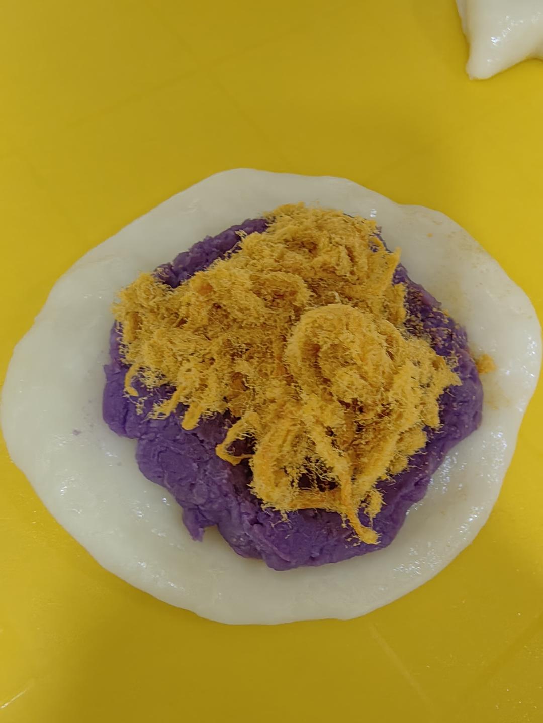免烤箱！凉了也不硬！糯叽叽的芋泥肉松麻薯！