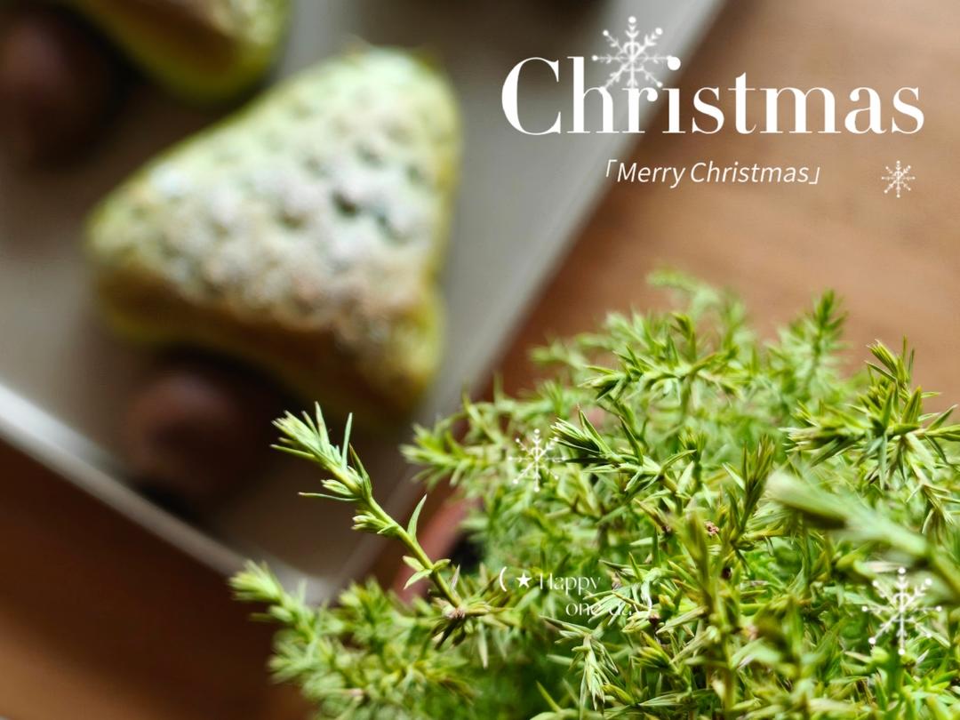 圣诞氛围拉满，抹茶芋泥圣诞树面包！