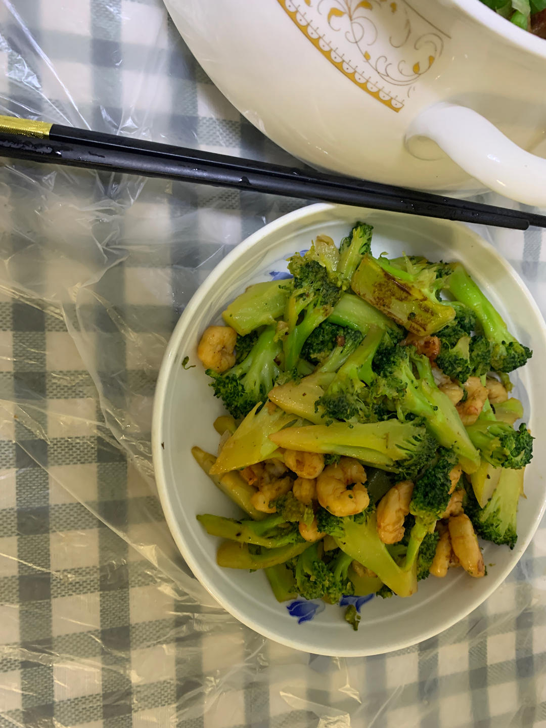 挑战100道家常菜｜半荤｜西兰花炒虾仁