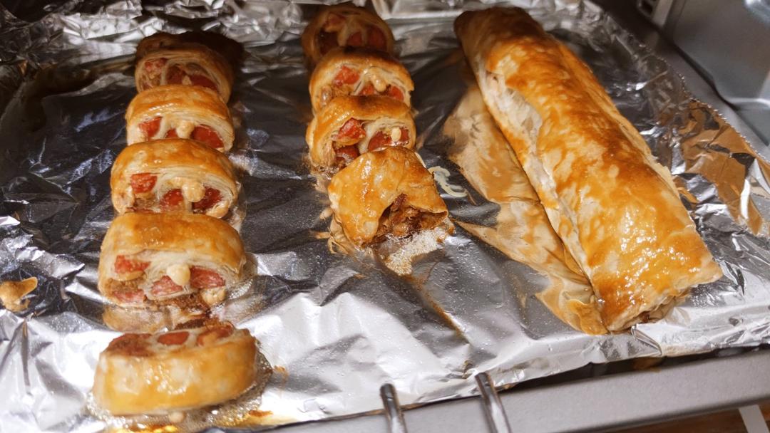 💡手抓饼新吃法｜零失败～🌟酥皮火腿肉松卷🌟