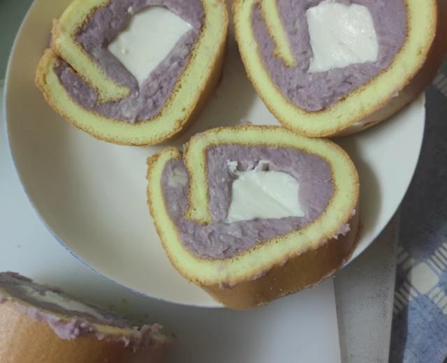 紫薯香芋椰奶冻蛋糕卷的做法