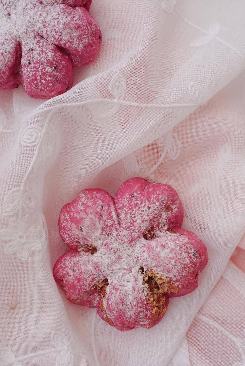 💕少女心biu biu biu 💕 肉松馅的火龙果面包