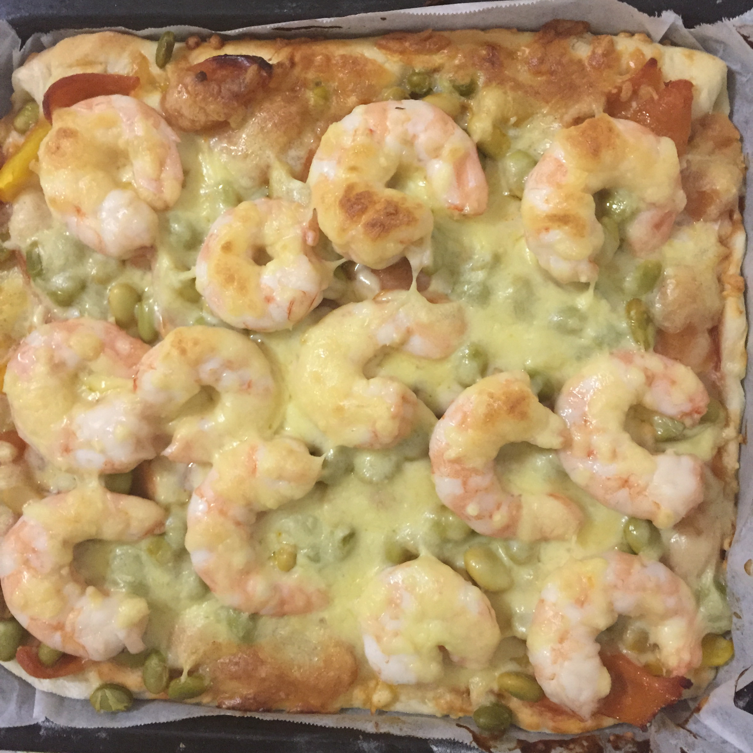 鲜虾培根薄披萨—海氏烤箱定制