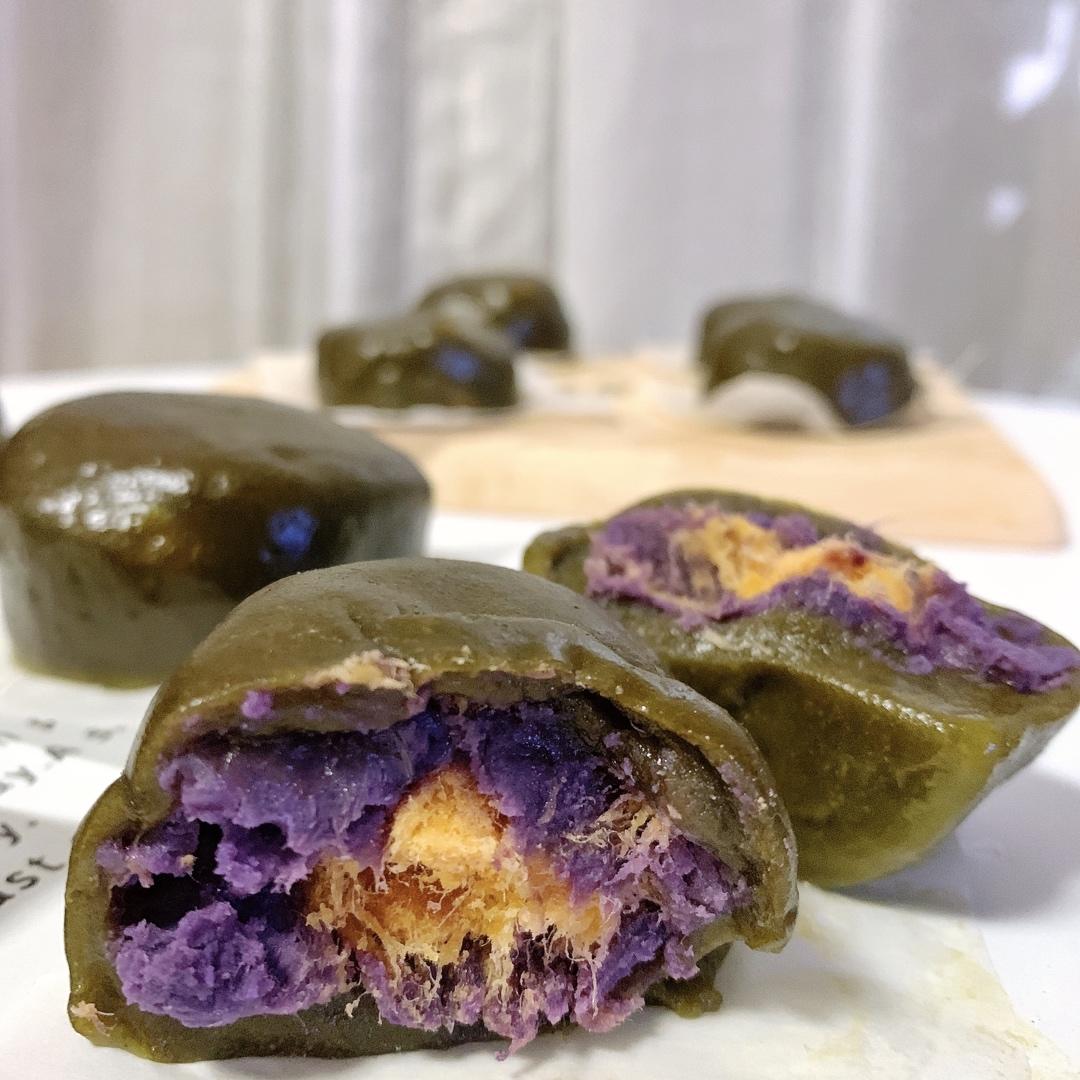 咸味艾糍、紫薯肉松艾糍甜味糍粑