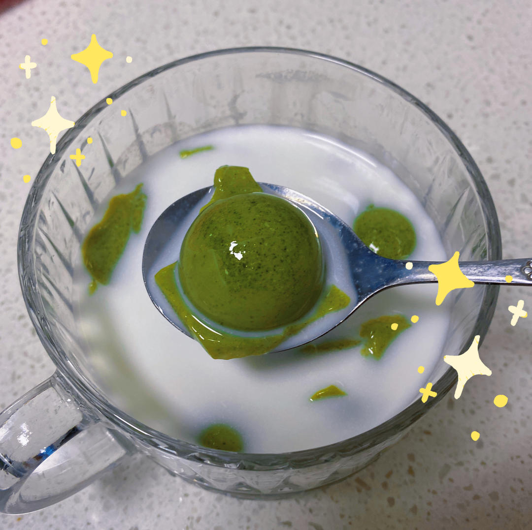 巨简单，清凉爽口的蜜豆抹茶冻撞奶