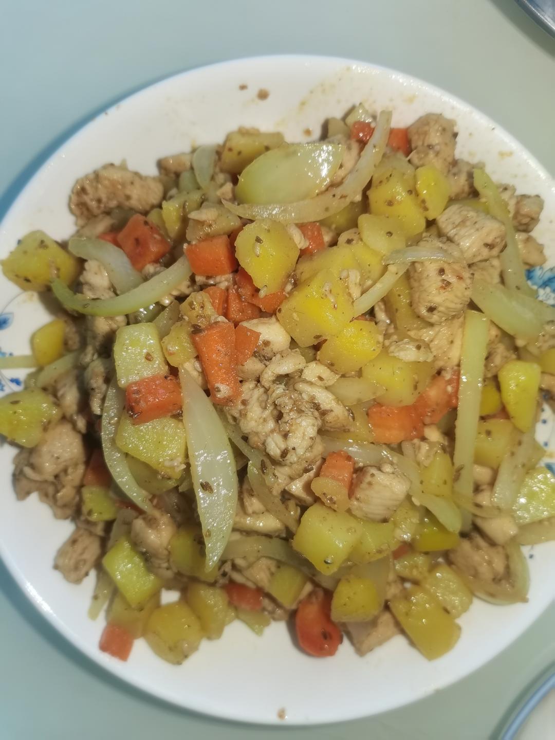 超级好吃的孜然土豆鸡胸肉