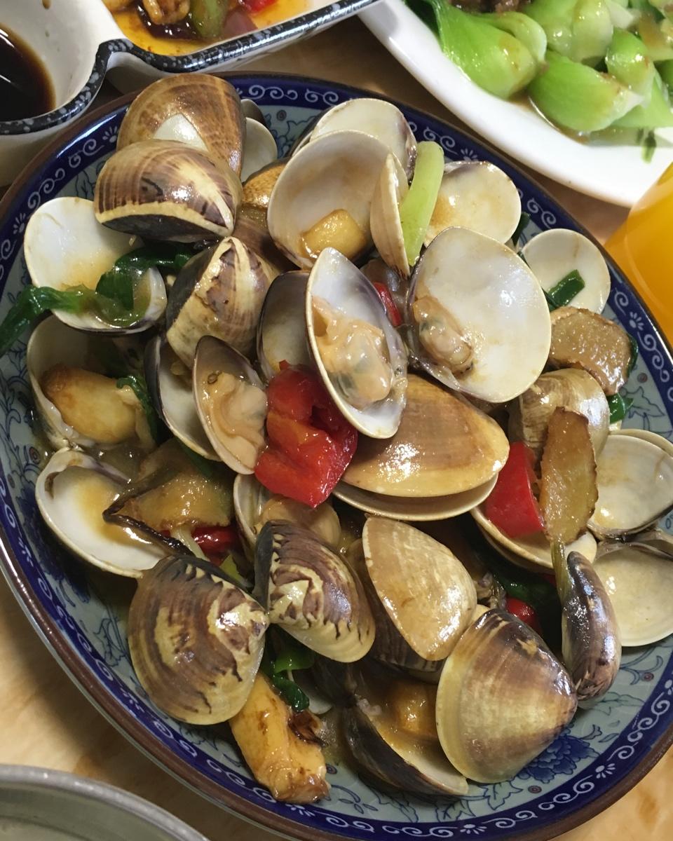 往o前走做的姜葱爆文蛤