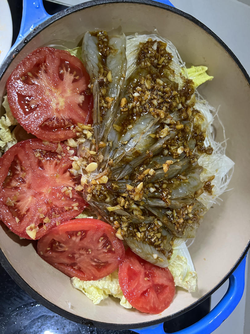 超好吃又简单娃娃菜粉丝虾煲