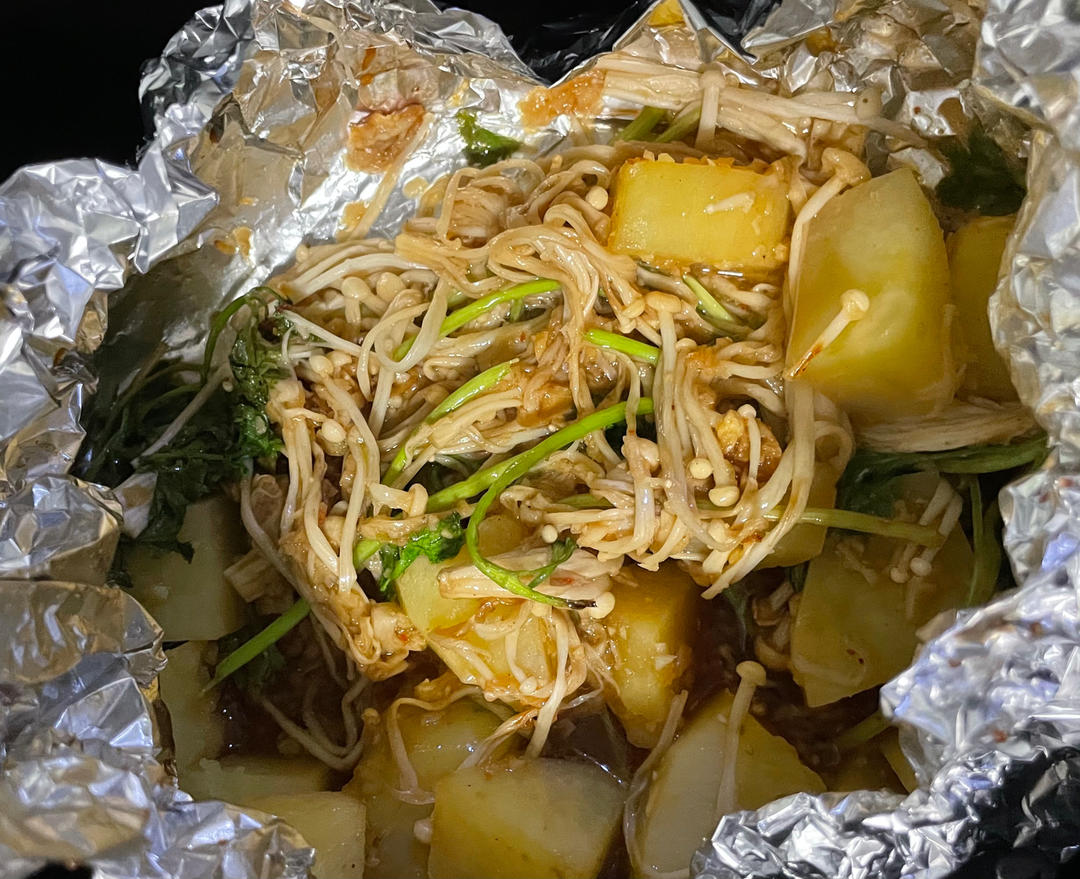 锡纸蒜蓉金针菇（空气炸锅版）